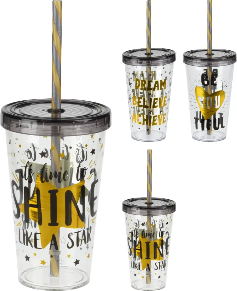 Vaso con pitillo 27x9,5x9,5 cm