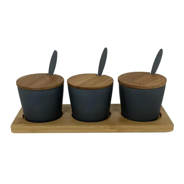 Juego frascos con tapa 3 piezas 390ml 25,6 x 9,1 x 8,2 cm