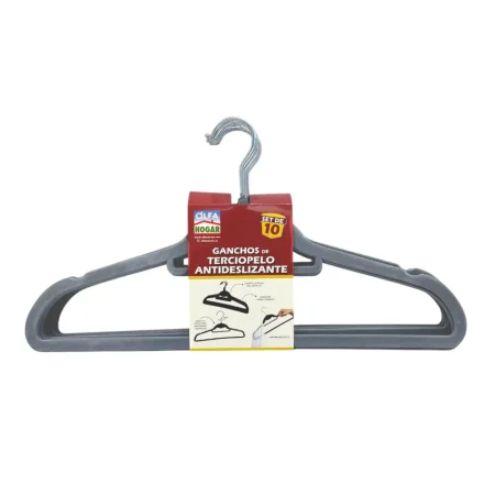 Set de 10 ganchos de terciopelo gris