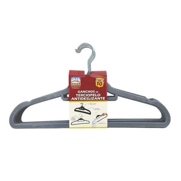 Set de 10 ganchos de terciopelo gris