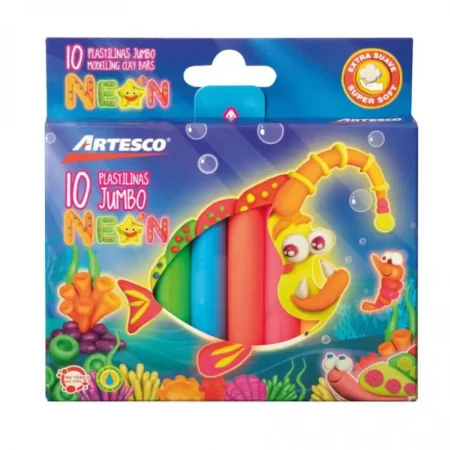 Plastilina 10 colores jumbo neon