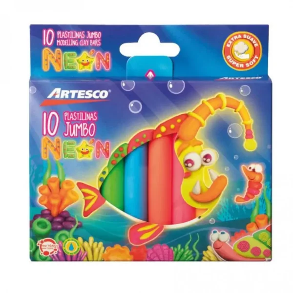 Plastilina 10 colores jumbo neon