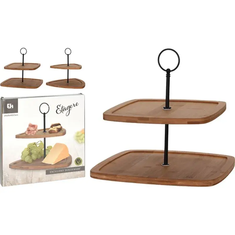 Bandeja para servir cuadrada de 2 niveles