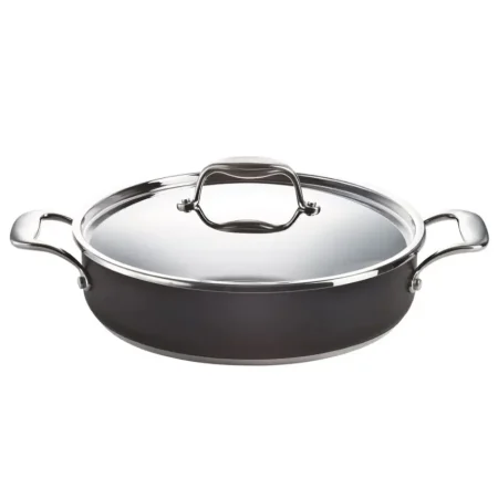 Olla baja de acero inoxidable con tapa 28 cm