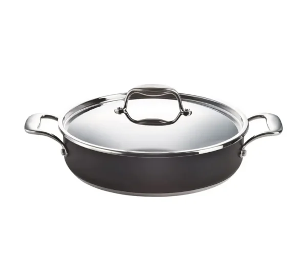 Olla baja de acero inoxidable con tapa 28 cm