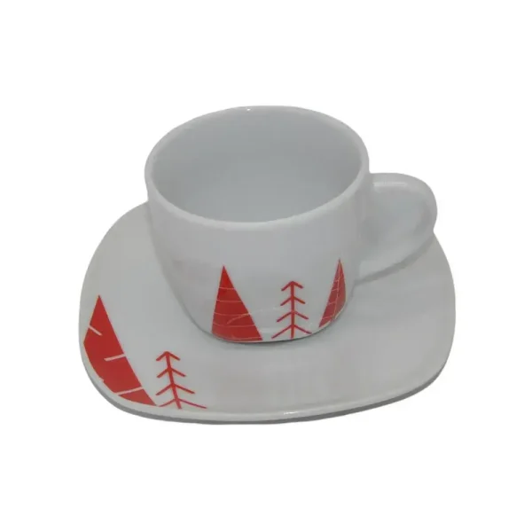 Juego de 6 tazas con plato diseño árbol 220ml 40,9 x 16 x 9 cm