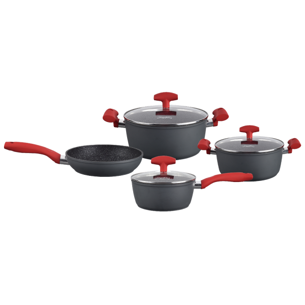 Juego de ollas aluminio forjado 7 piezas l?nea Vulcano