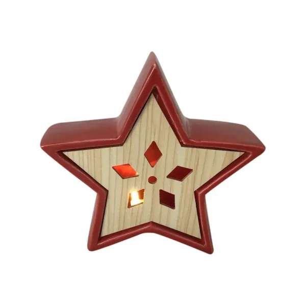 Figura en forma de estrella con luz a bater?a 15,4 x 5 x 13,5 cm