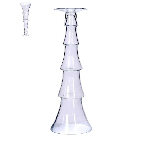 Porta vela de vidrio diseño árbol 3 x 15 x 44,5 cm