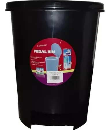 Papelera pedalbin negro 12 lts 31 x 27 x 36 cm