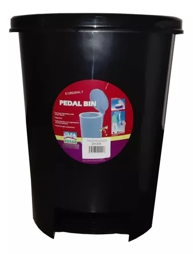 Papelera pedalbin negro 12 lts 31 x 27 x 36 cm