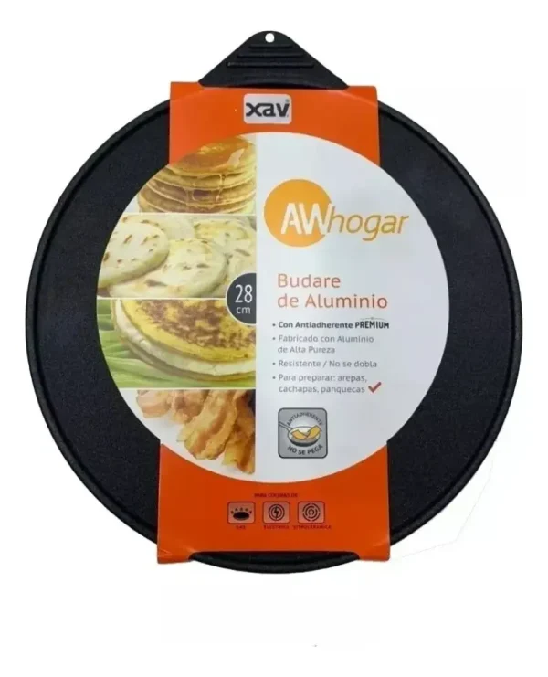 Budare de aluminio 28 cm con antiadherente premium
