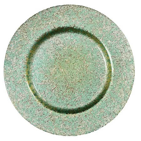 Fondo de plato de vidrio verde/dorado 33 cm