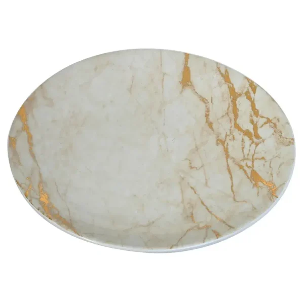 Centro de mesa de ceramica pintado de marmol 30 x 30 x 4 cm