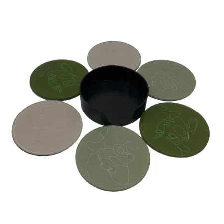 Juego de porta vasos 6 piezas 10,5 x 10,5 x 3,2 cm