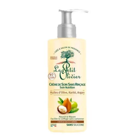 Crema capilar sin enjuague con aceite de oliva, argan y karite para cabello seco 200 ml