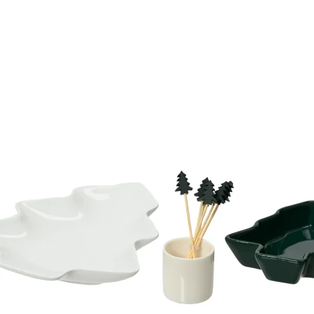 Set de 3 piezas para servir en forma de árbol de navidad  19,5 x 16 x 4  cm
