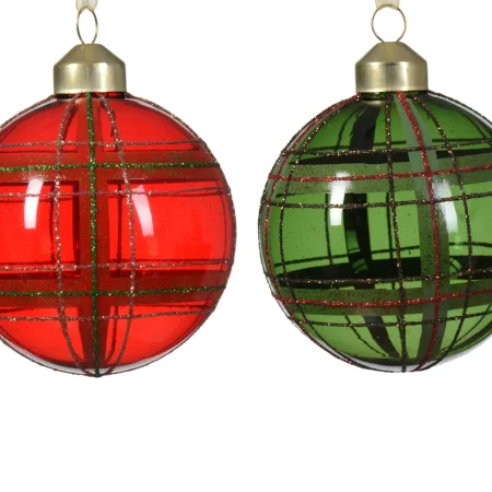 Bambalina de vidrio transparente de rayas  8 cm