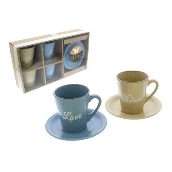 Set de 8 tazas con plato 220 ml