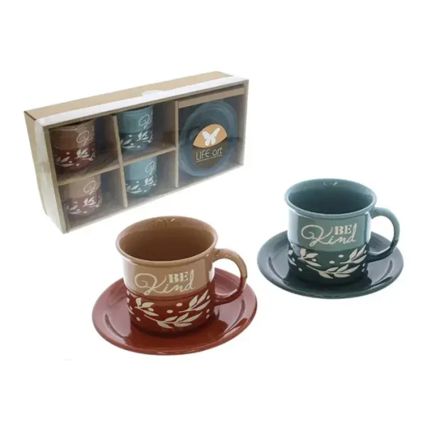 Set de 8 tazas con plato 220 ml