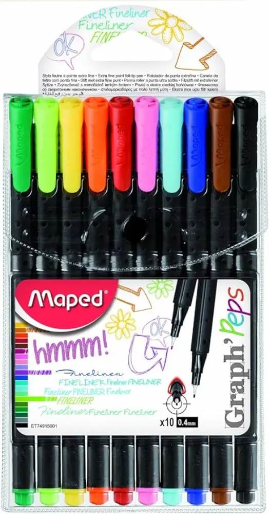 Marcador fine liner graphpeps classic estuche 10 colores punta 0,4 mm