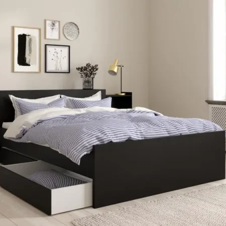 Cama Naia 160 x 190 cm color negro mate (incluye somier)
