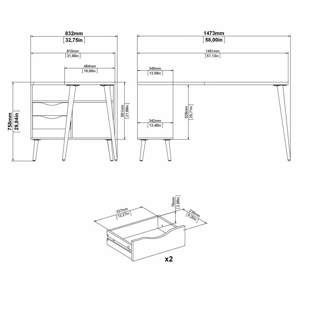 Escritorio Oslo 2 cajones 145,1x81x75,8 cm - Image 9