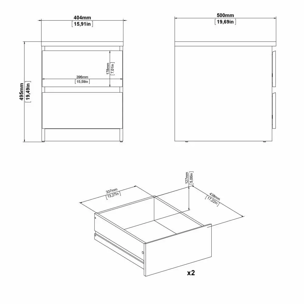 Mesa de noche Naia 2 cajones blanco 40,4 x 50 x 49,5 cm - Image 7