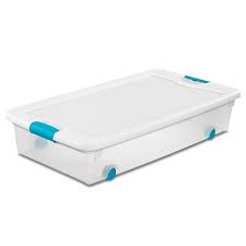 Caja organizadora rectangular de plastico con ruedas de 53lts 86 x 47,6 x 17,8cm
