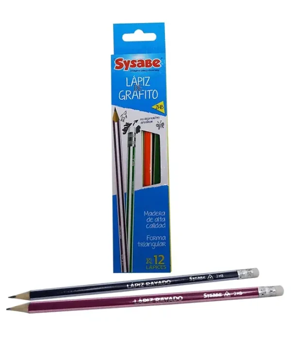 L?piz 2HB rayado con banda 12 piezas