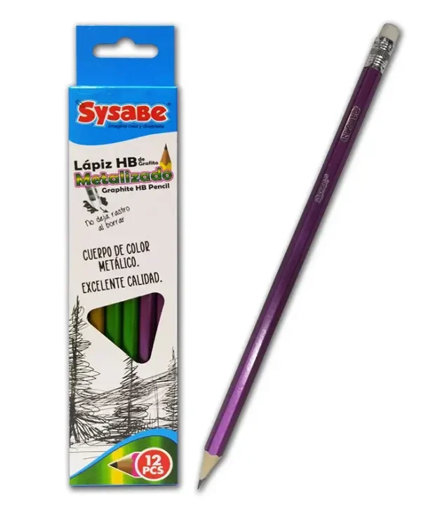 L?piz HB metalizado con banda 12 piezas