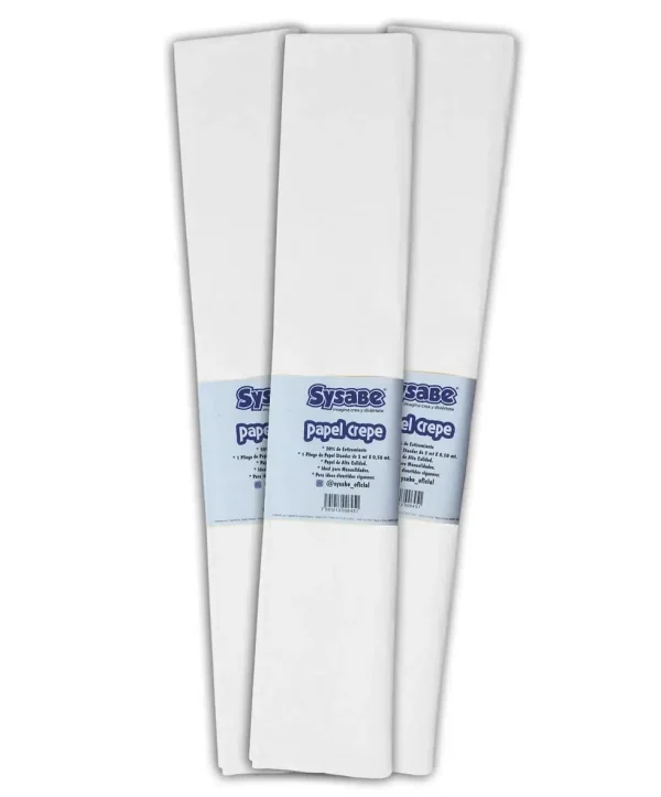 Papel crepe 30% l?mina color blanco