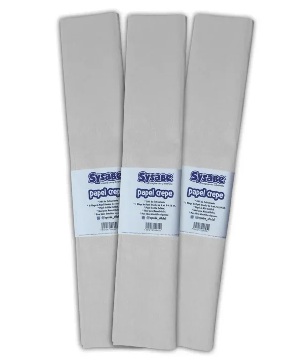 Papel crepe 30% l?mina color plata