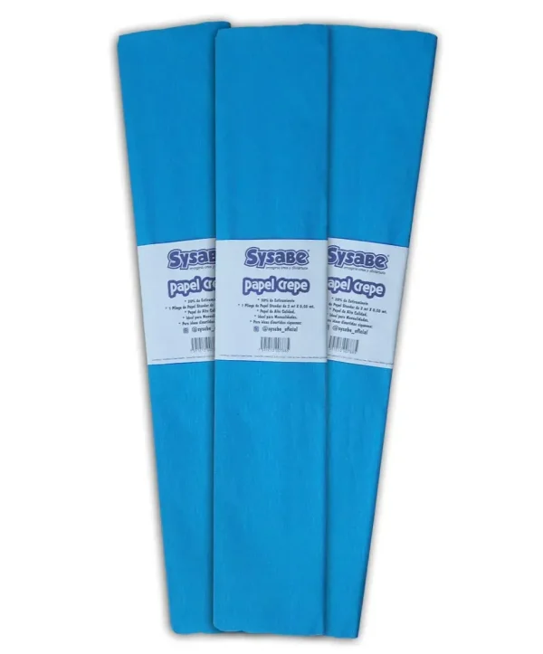 Papel crepe 30% lamina color azul turquesa
