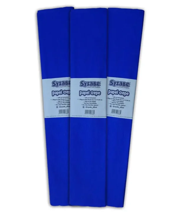 Papel crepe 30% l?mina color azul electrico