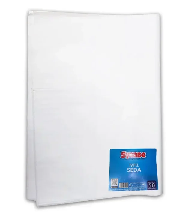 Papel de seda 50 x 70 cm color blanco 5 hojas