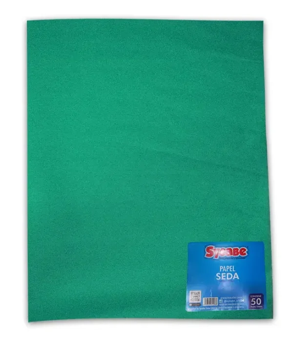 Papel de seda 50 x 70cm color verde grama 5 hojas