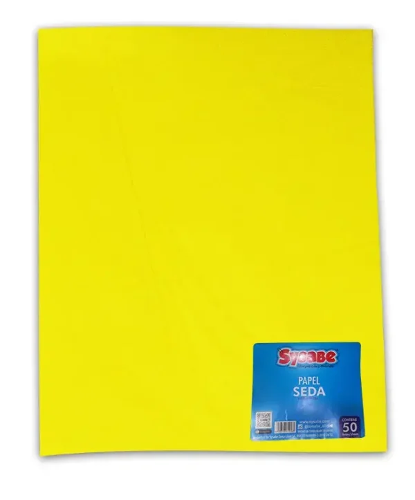 Papel de seda 50 x 70 cm color amarillo 5 hojas