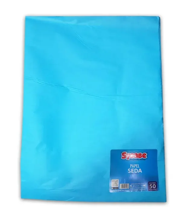 Papel de seda 50 x 70 cm color azul claro 5 hojas