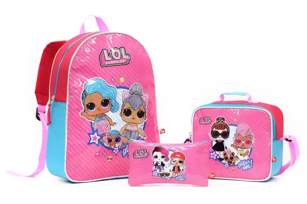 Combo morral, lonchera y cartuchera LOL