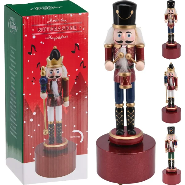 Caja de música con cascanueces giratorio 8x8x22,5cm