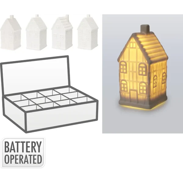 Casa de porcelana con led 5x5x10cm