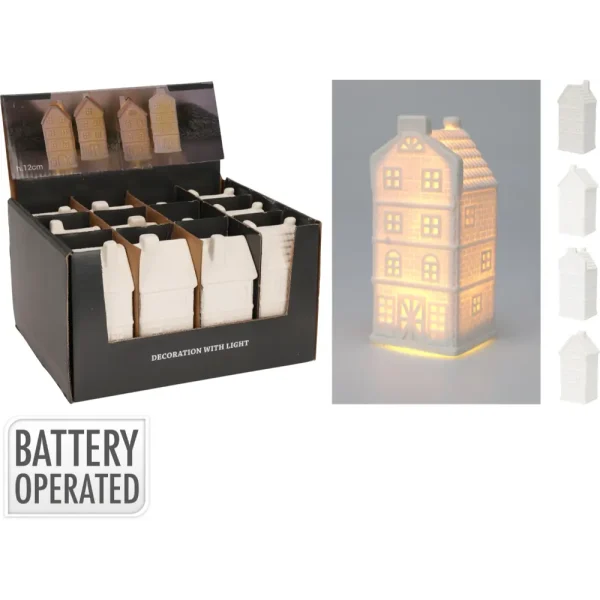 Casa de porcelana con led 6x5x12cm