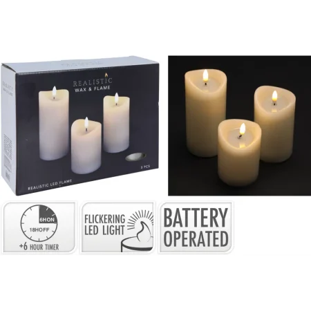 Set de 3 velas led (tamaños surtidos)