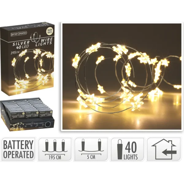 Luces led de alambre plateado