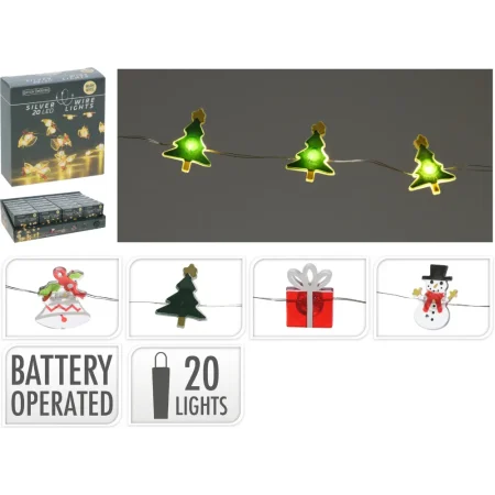 Luces led de alambre plateado con decoraciones planas