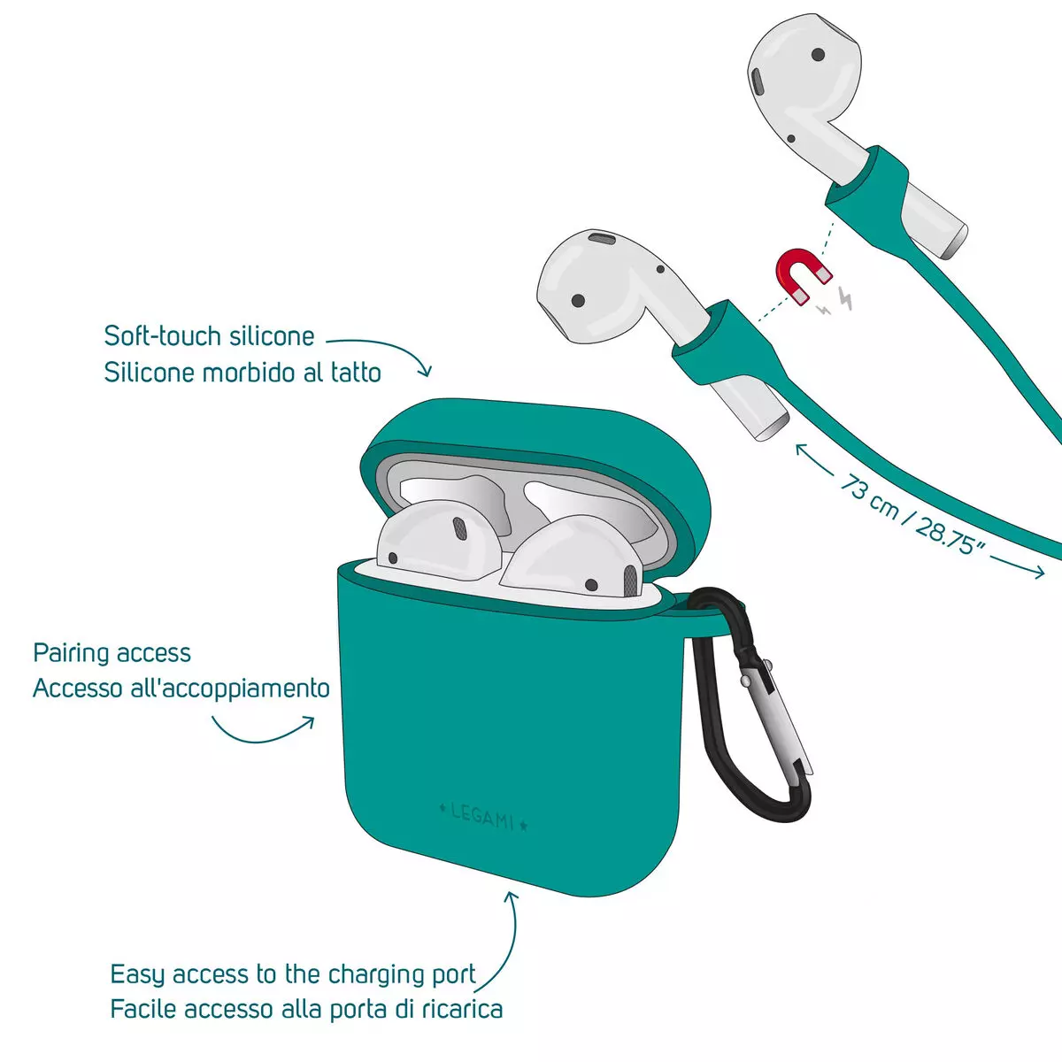 Set estuche y cord?n AirPods color turquesa - Image 4