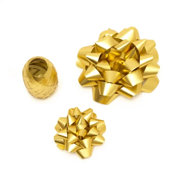 Set de dos lazos y una cinta color dorado