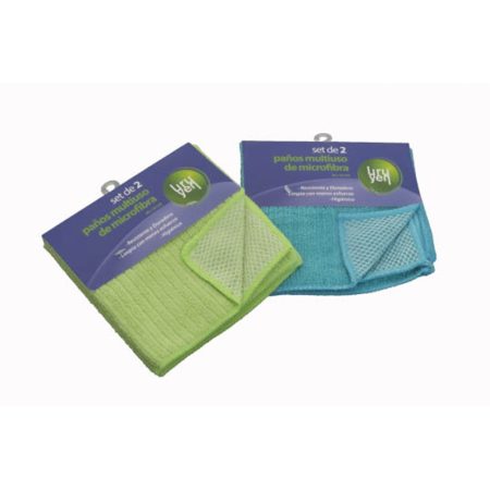 Set de 2 paños de limpieza 30 x 30cm microfibra (reverso tipo malla)