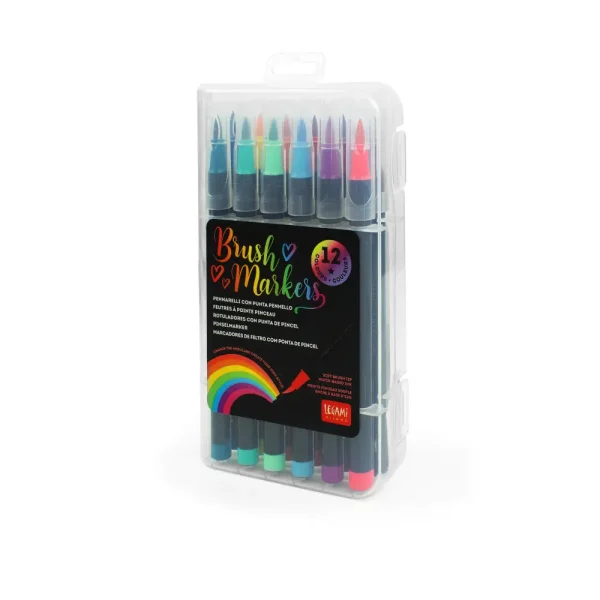 Set de 12 rotuladores con pincel colores vivos